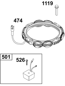 Alternator Group Diagram and Parts List for 21R807-0039-B5 200000 - 399999 Briggs and Stratton Engine